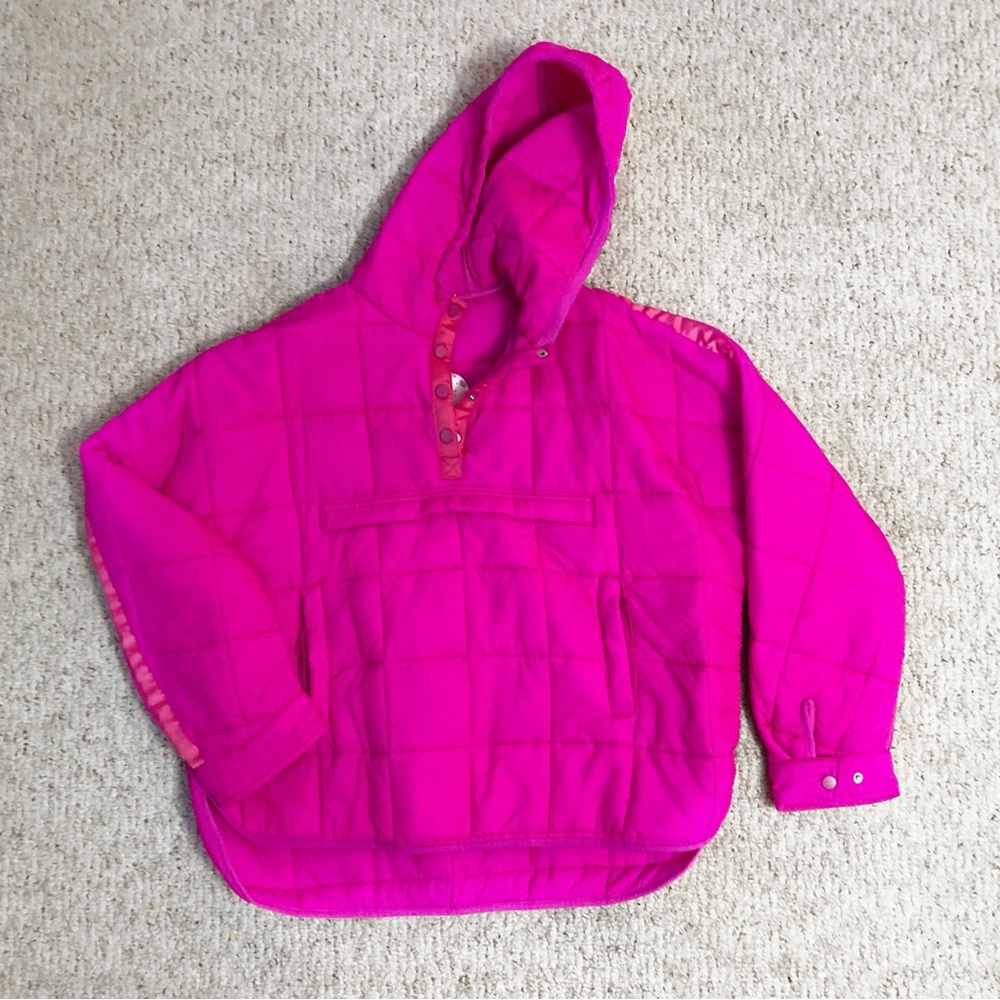 Oddy Women’s Plus Size 1XL Hot Pink Hooded Pullover Puffer Jacket, NWT